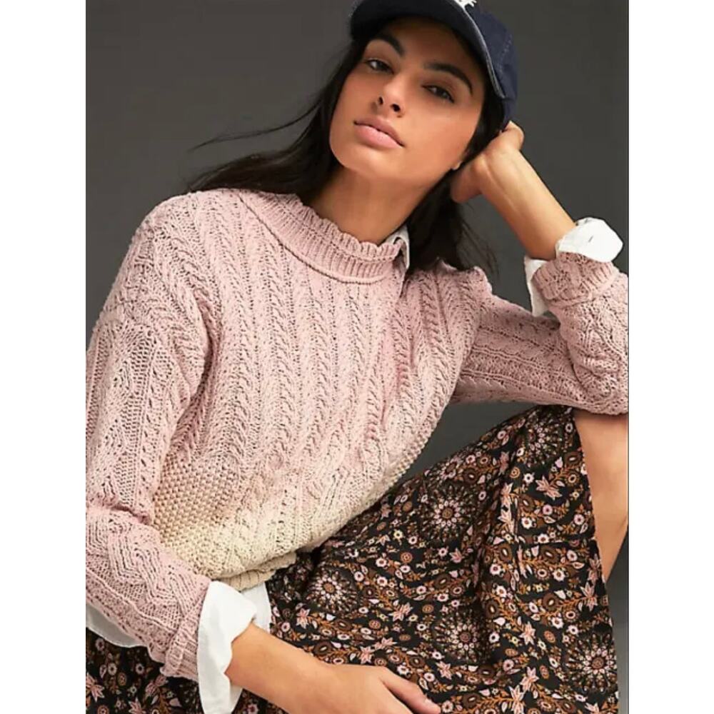 Anthropologie Marci Dip-dyed Cable Knit Sweater